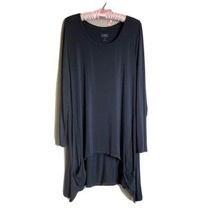Logo Lori Goldstein Tunic Top Large High-low Traveler Pockets Blue Size PL
